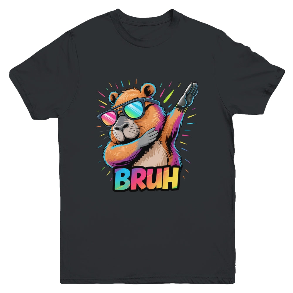 Funny Dabbing Capy Bruh Teens Youth Kids Meme Rodent Lovers Youth Shirt | siriusteestore