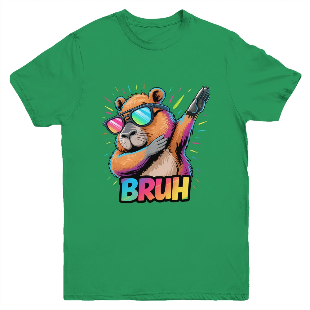 Funny Dabbing Capy Bruh Teens Youth Kids Meme Rodent Lovers Youth Shirt | siriusteestore