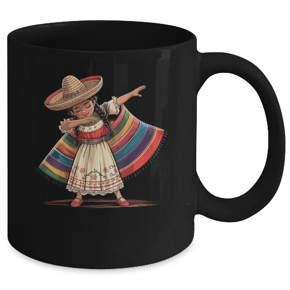 Funny Dabbing Mexican Poncho Sombrero Cinco De Mayo Girl Mug | siriusteestore