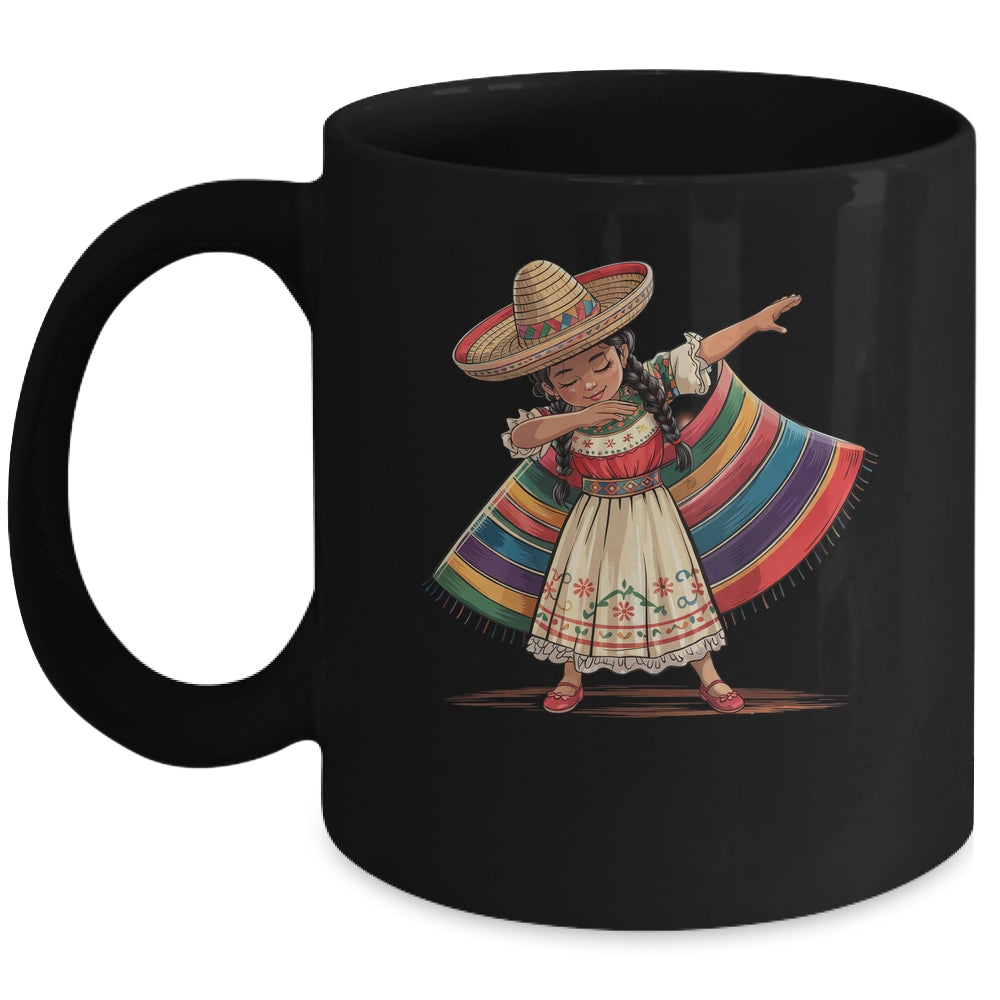 Funny Dabbing Mexican Poncho Sombrero Cinco De Mayo Girl Mug | siriusteestore