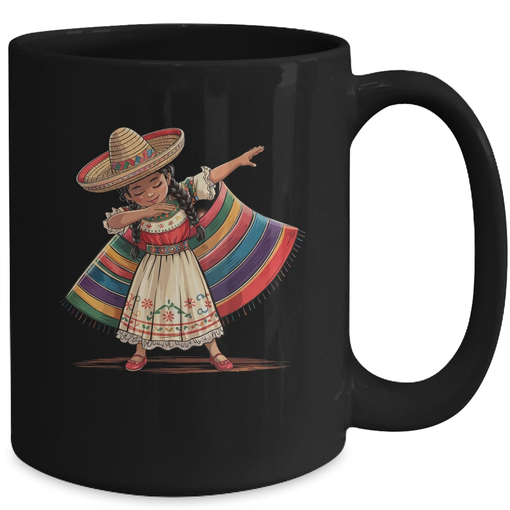 Funny Dabbing Mexican Poncho Sombrero Cinco De Mayo Girl Mug | siriusteestore
