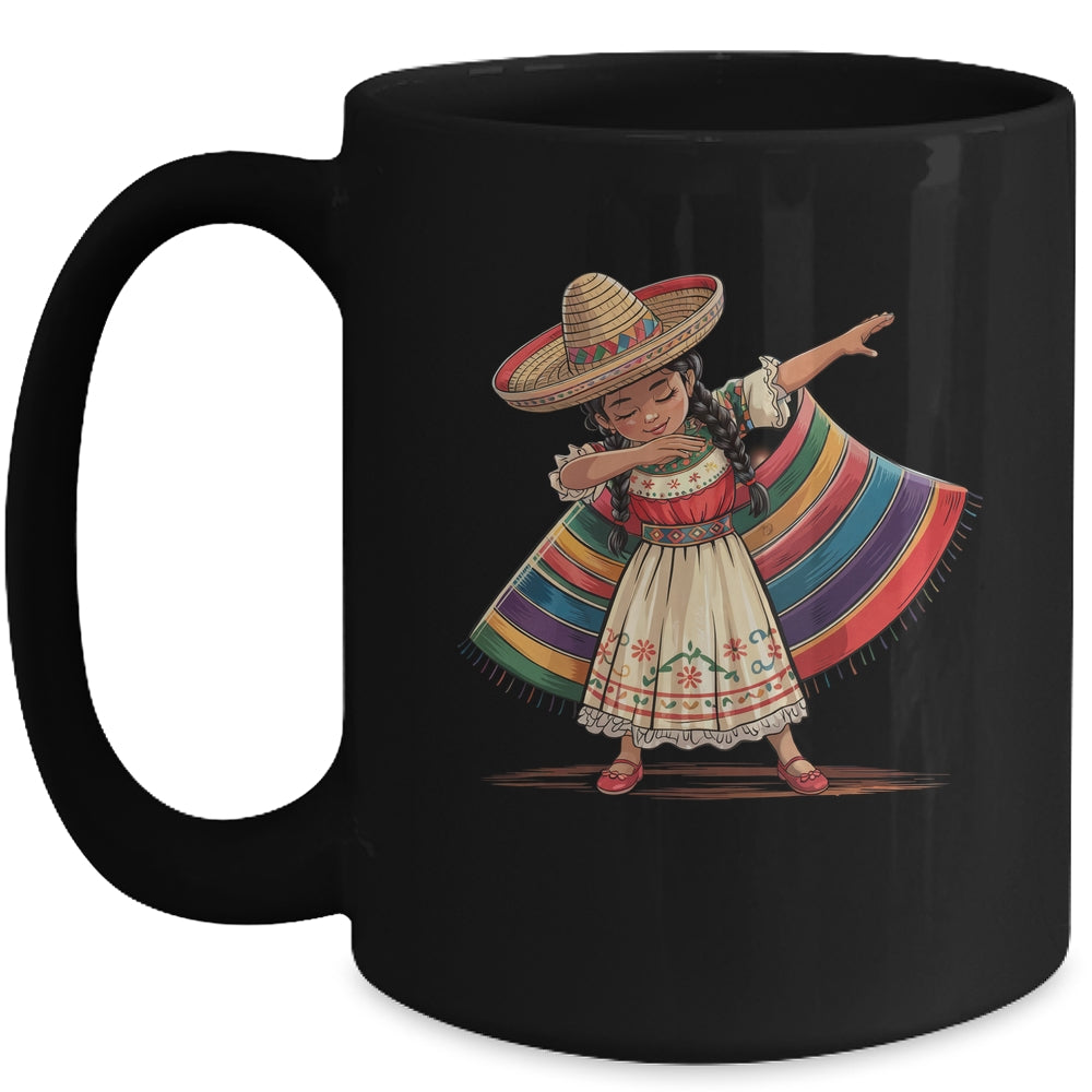 Funny Dabbing Mexican Poncho Sombrero Cinco De Mayo Girl Mug | siriusteestore
