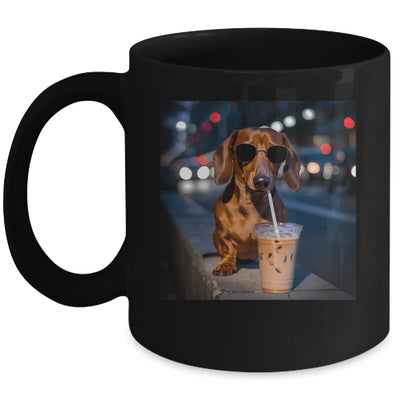 Funny Dachshund Drinking Iced Coffee Dog Meme Lover Humor Mug | siriusteestore