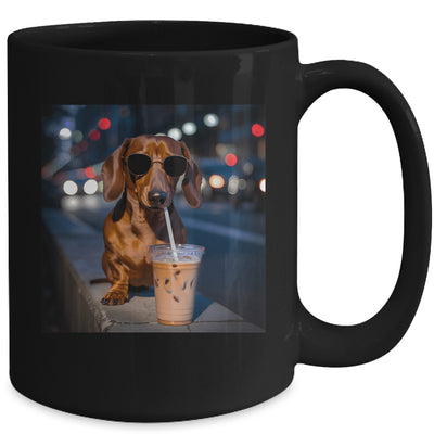Funny Dachshund Drinking Iced Coffee Dog Meme Lover Humor Mug | siriusteestore