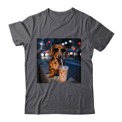 Funny Dachshund Drinking Iced Coffee Dog Meme Lover Humor Shirt & Tank Top | siriusteestore