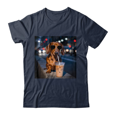 Funny Dachshund Drinking Iced Coffee Dog Meme Lover Humor Shirt & Tank Top | siriusteestore
