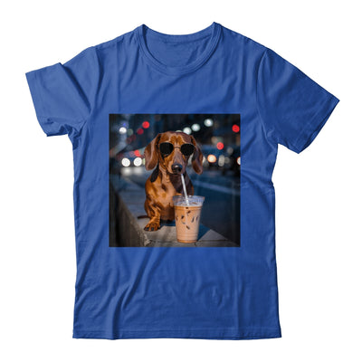 Funny Dachshund Drinking Iced Coffee Dog Meme Lover Humor Shirt & Tank Top | siriusteestore