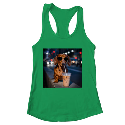 Funny Dachshund Drinking Iced Coffee Dog Meme Lover Humor Shirt & Tank Top | siriusteestore