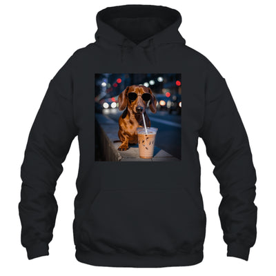 Funny Dachshund Drinking Iced Coffee Dog Meme Lover Humor Shirt & Tank Top | siriusteestore