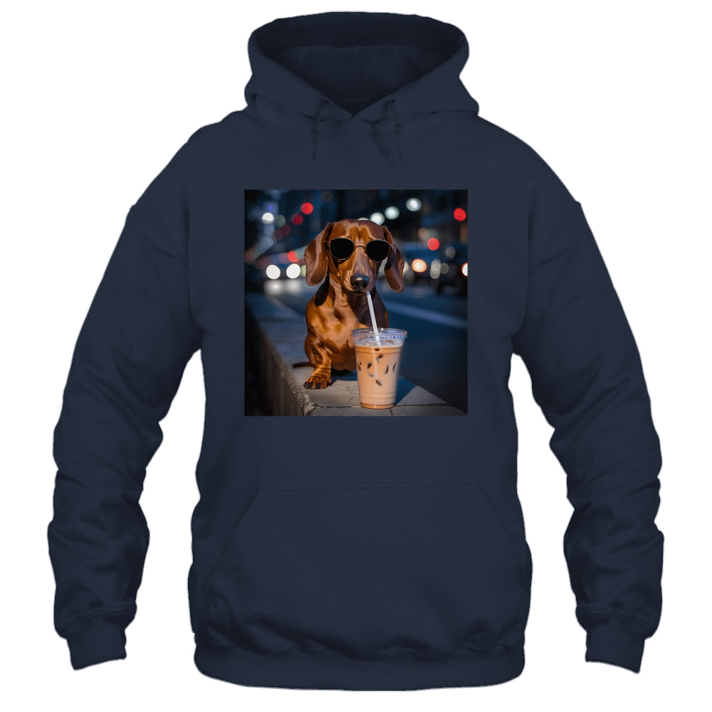 Funny Dachshund Drinking Iced Coffee Dog Meme Lover Humor Shirt & Tank Top | siriusteestore