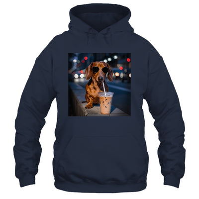 Funny Dachshund Drinking Iced Coffee Dog Meme Lover Humor Shirt & Tank Top | siriusteestore