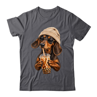 Funny Dachshund Hipster Dog Wiener Drinking Iced Coffee Shirt & Tank Top | siriusteestore