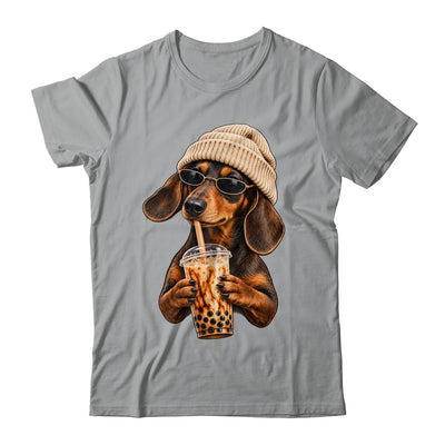 Funny Dachshund Hipster Dog Wiener Drinking Iced Coffee Shirt & Tank Top | siriusteestore