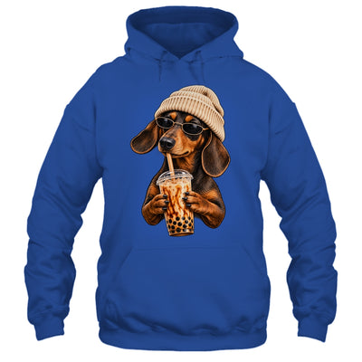 Funny Dachshund Hipster Dog Wiener Drinking Iced Coffee Shirt & Tank Top | siriusteestore
