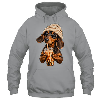 Funny Dachshund Hipster Dog Wiener Drinking Iced Coffee Shirt & Tank Top | siriusteestore