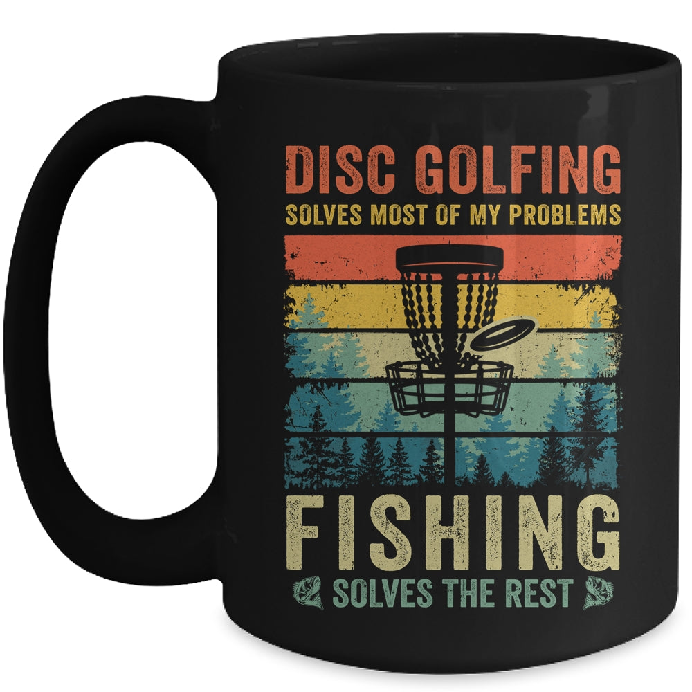 Funny Disc Golf Disc Golfing And Fishing For Dad Grandpa Men Mug | siriusteestore