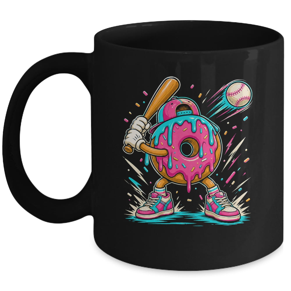 Funny Donut Playing Baseball Drip Ice Dream Boys Kids Mug | siriusteestore