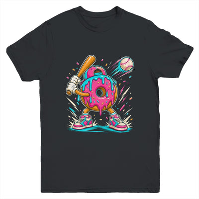 Funny Donut Playing Baseball Drip Ice Dream Boys Kids Youth Shirt | siriusteestore