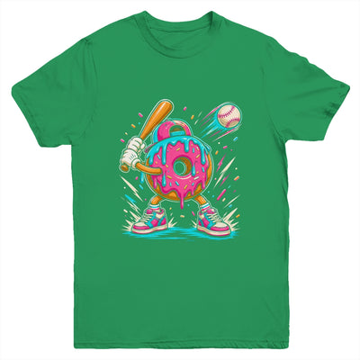 Funny Donut Playing Baseball Drip Ice Dream Boys Kids Youth Shirt | siriusteestore