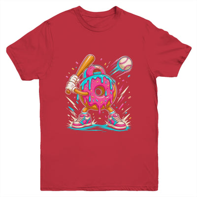 Funny Donut Playing Baseball Drip Ice Dream Boys Kids Youth Shirt | siriusteestore
