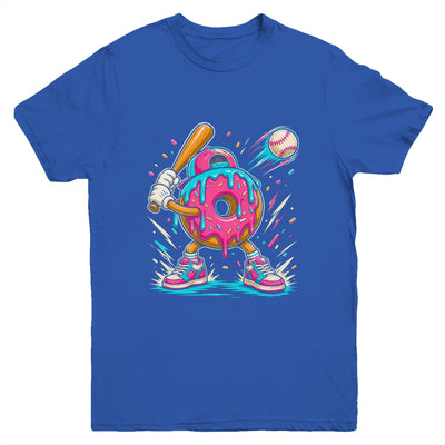 Funny Donut Playing Baseball Drip Ice Dream Boys Kids Youth Shirt | siriusteestore