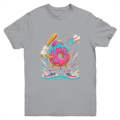 Funny Donut Playing Baseball Drip Ice Dream Boys Kids Youth Shirt | siriusteestore