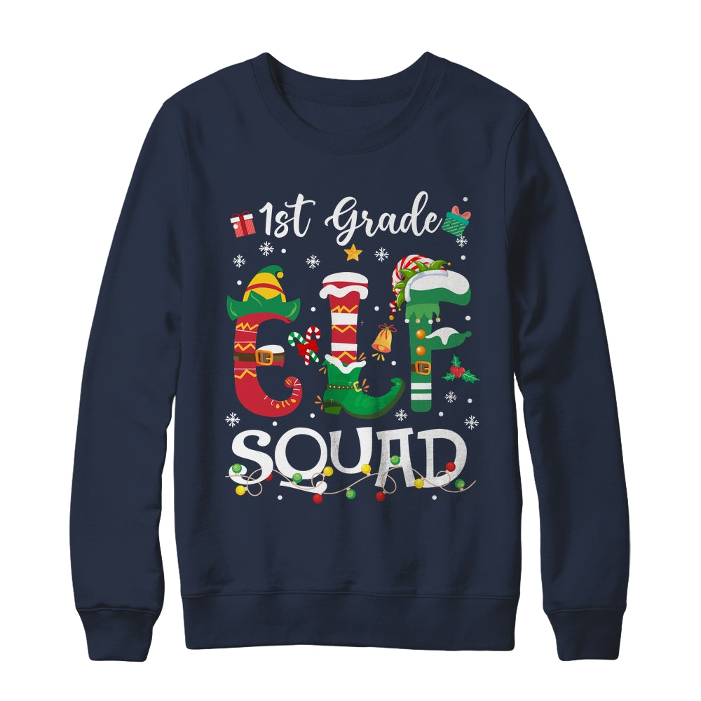 Funny Elf Squad 1st Grade Teacher Student Christmas Xmas Shirt & Sweatshirt | siriusteestore