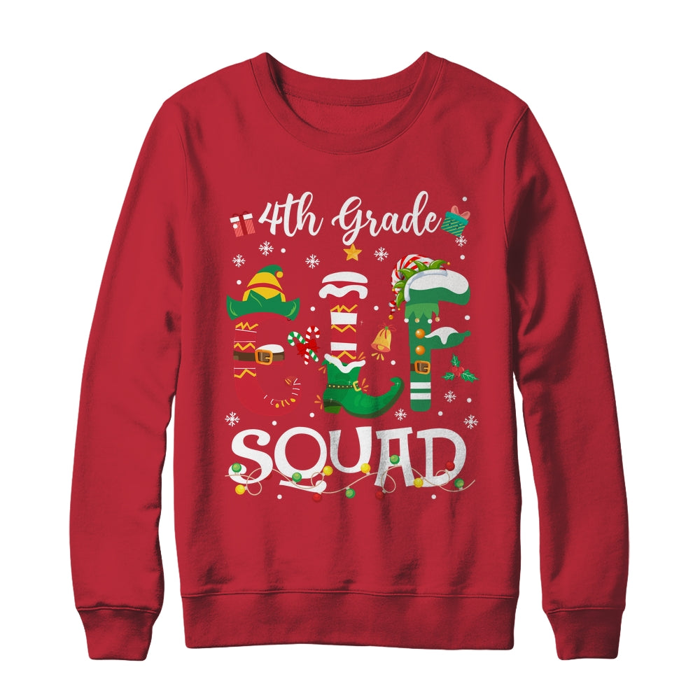 Funny Elf Squad 4th Grade Teacher Student Christmas Xmas Shirt & Sweatshirt | siriusteestore