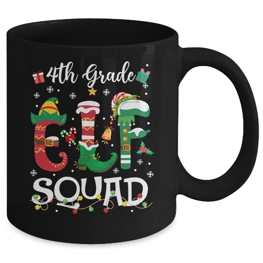 Funny Elf Squad 4th Grade Teacher Student Christmas Xmas Mug | siriusteestore