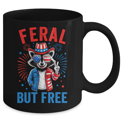 Funny Feral But Free USA Raccoon 4th Of July Men Women Kids Mug | siriusteestore