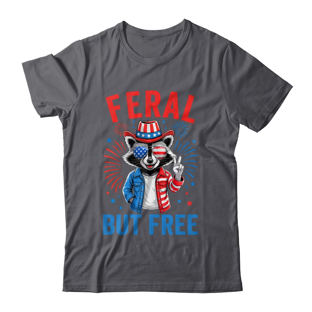 Funny Feral But Free USA Raccoon 4th Of July Men Women Kids Shirt & Tank Top | siriusteestore