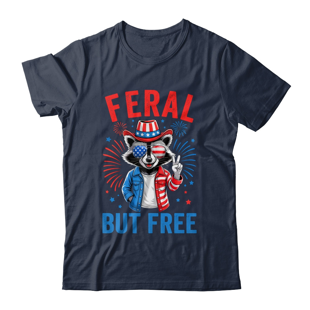 Funny Feral But Free USA Raccoon 4th Of July Men Women Kids Shirt & Tank Top | siriusteestore