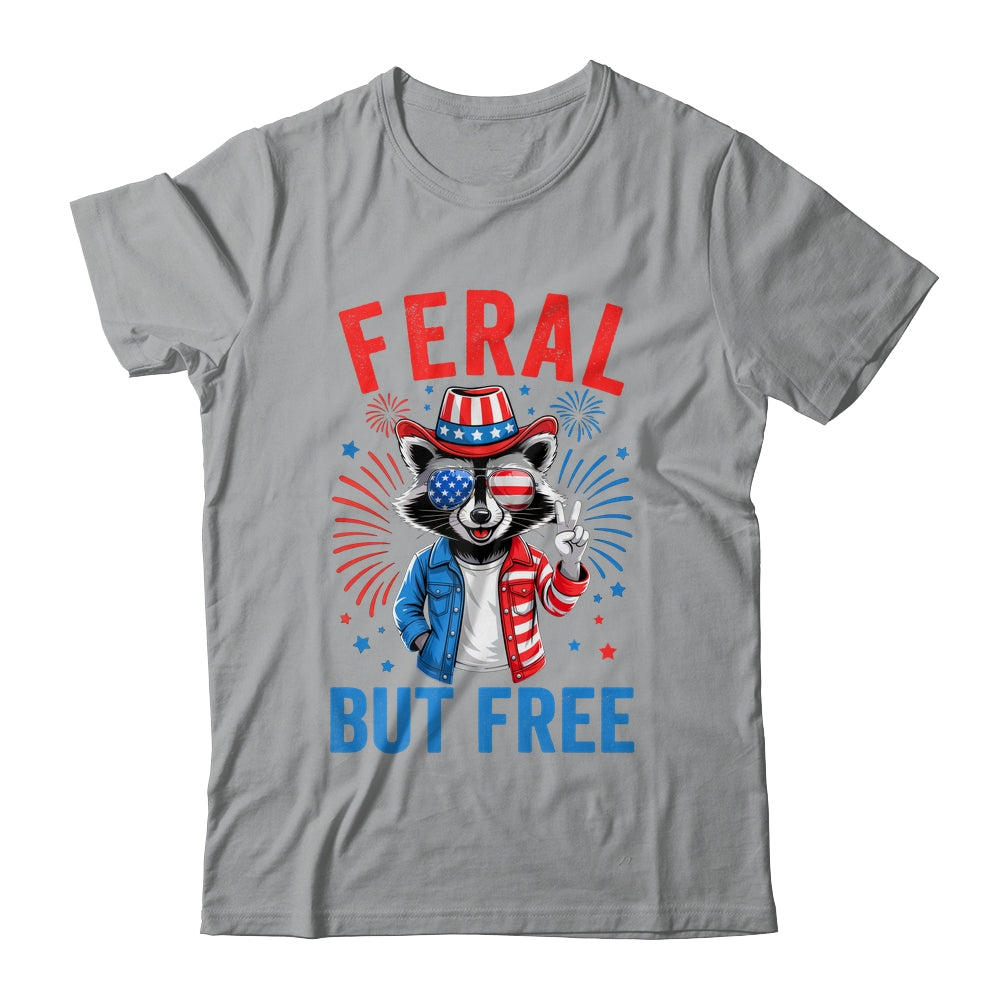 Funny Feral But Free USA Raccoon 4th Of July Men Women Kids Shirt & Tank Top | siriusteestore