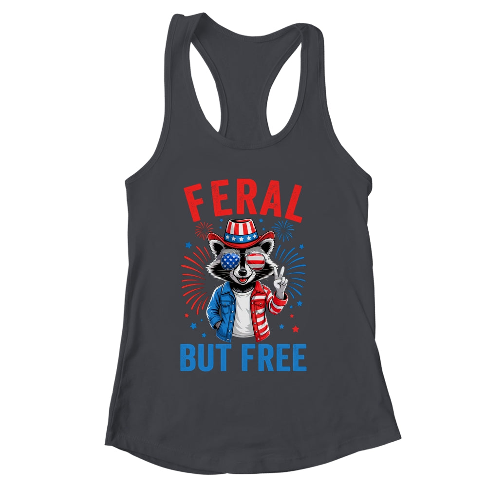 Funny Feral But Free USA Raccoon 4th Of July Men Women Kids Shirt & Tank Top | siriusteestore
