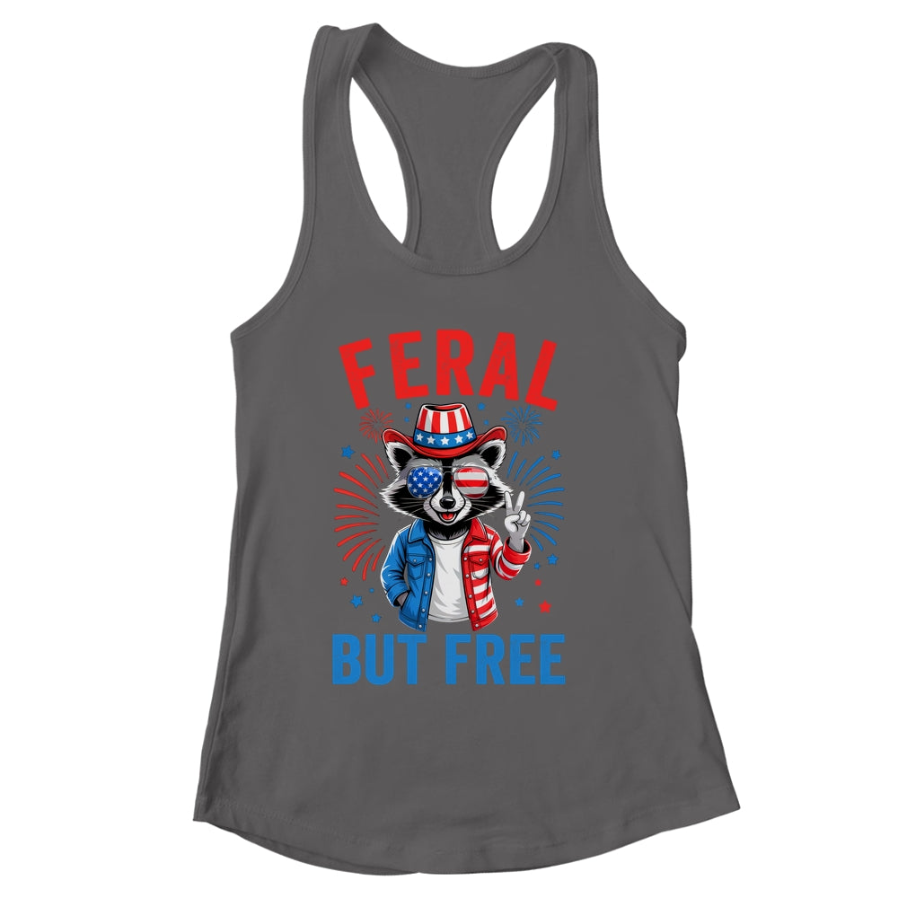 Funny Feral But Free USA Raccoon 4th Of July Men Women Kids Shirt & Tank Top | siriusteestore