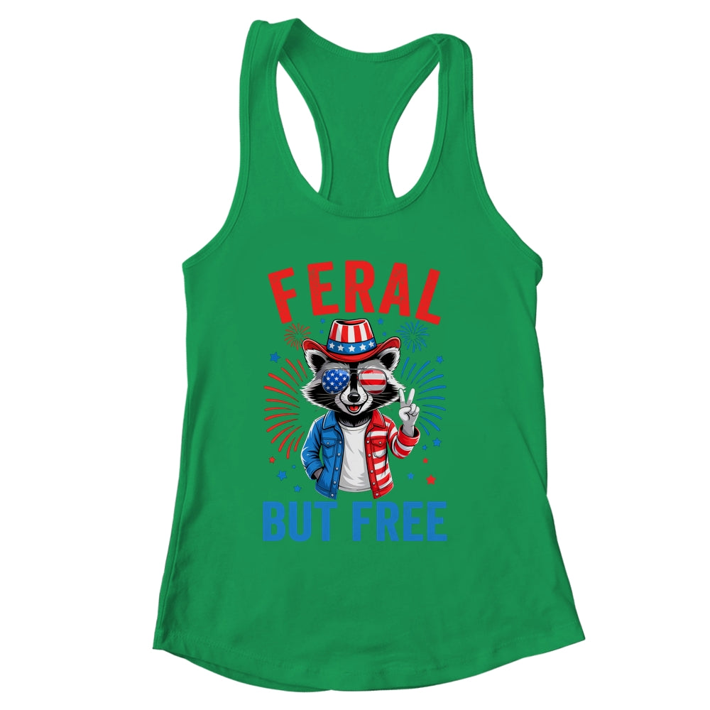 Funny Feral But Free USA Raccoon 4th Of July Men Women Kids Shirt & Tank Top | siriusteestore