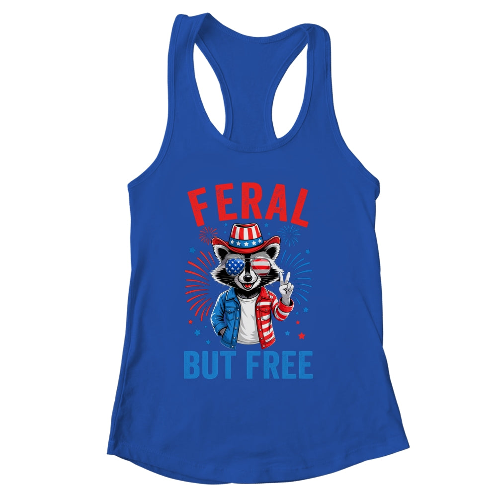 Funny Feral But Free USA Raccoon 4th Of July Men Women Kids Shirt & Tank Top | siriusteestore