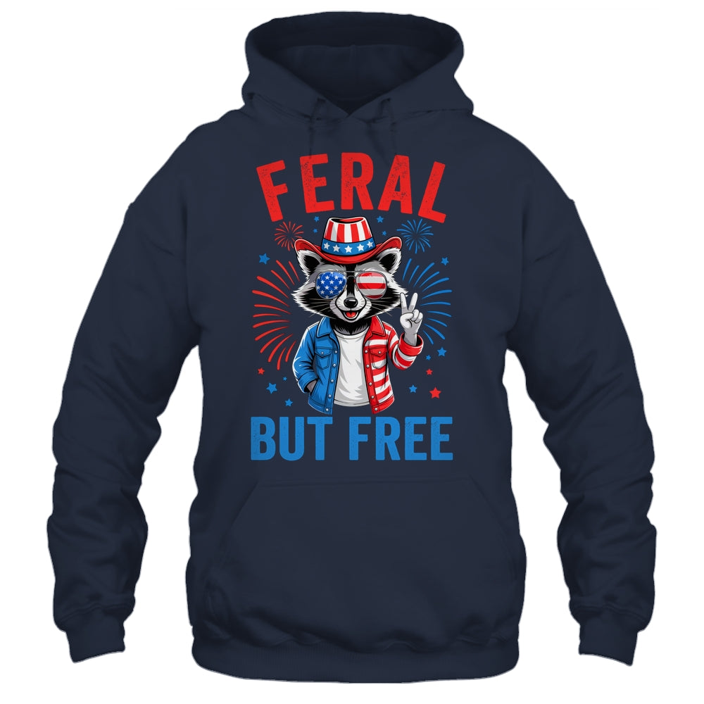 Funny Feral But Free USA Raccoon 4th Of July Men Women Kids Shirt & Tank Top | siriusteestore