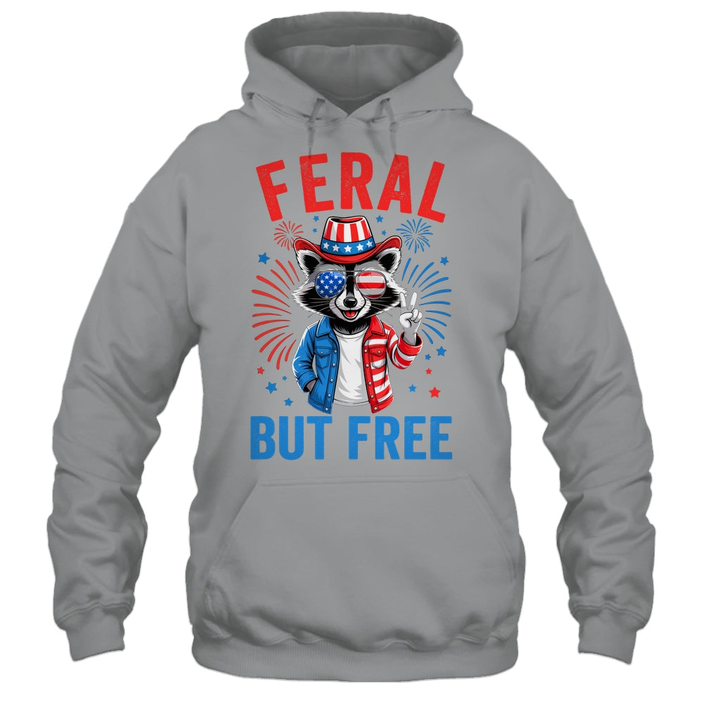 Funny Feral But Free USA Raccoon 4th Of July Men Women Kids Shirt & Tank Top | siriusteestore