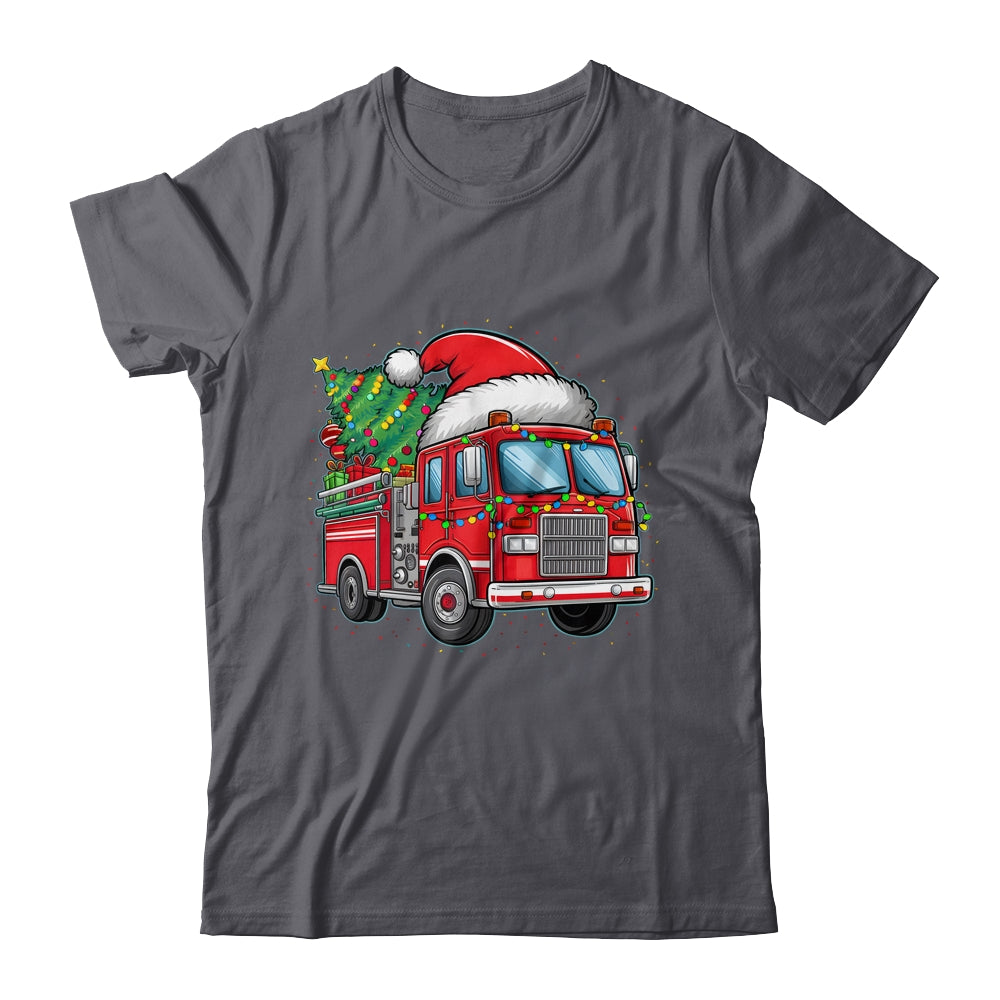 Funny Firetruck Santa Christmas Tree Lights Womens Mens Kids Shirt & Sweatshirt | siriusteestore