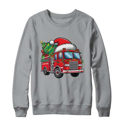 Funny Firetruck Santa Christmas Tree Lights Womens Mens Kids Shirt & Sweatshirt | siriusteestore