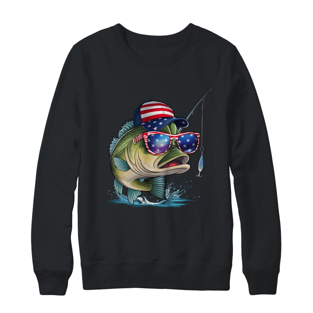 Funny Fishing And Fisherman American Flag Patriotic Vintage Shirt & Sweatshirt | siriusteestore