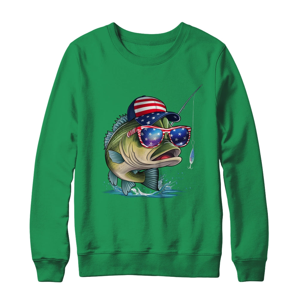 Funny Fishing And Fisherman American Flag Patriotic Vintage Shirt & Sweatshirt | siriusteestore