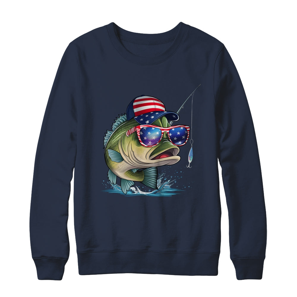 Funny Fishing And Fisherman American Flag Patriotic Vintage Shirt & Sweatshirt | siriusteestore