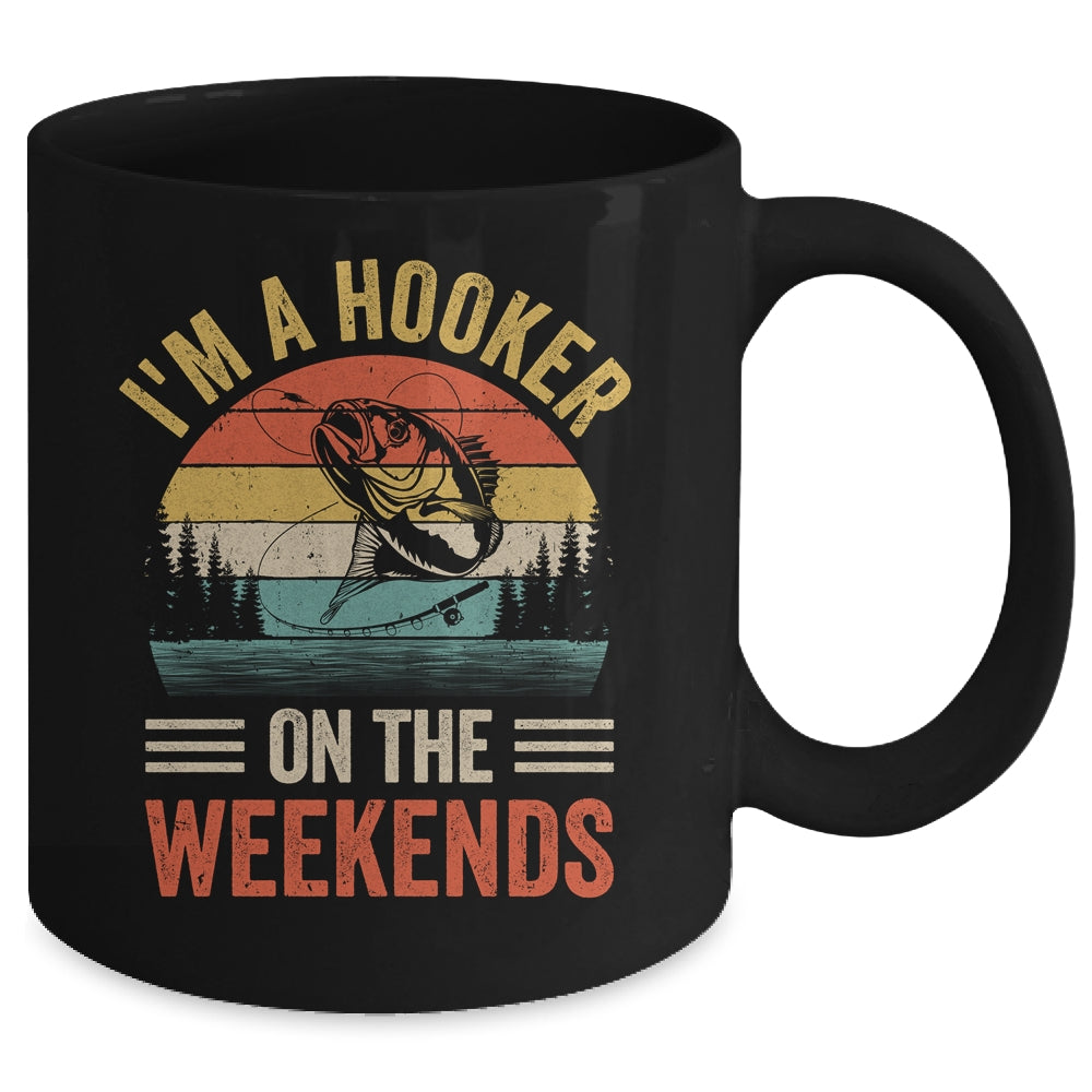 Funny Fishing Vintage I'm A Hooker On The Weekends Bass Fish Mug | siriusteestore