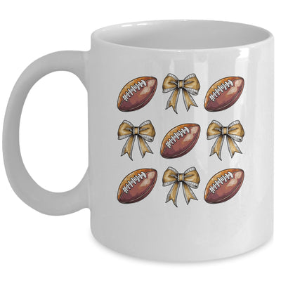 Funny Game Day Football Retro Coquette Bow Football Mama Mug | siriusteestore