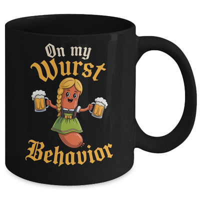 Funny German Oktoberfest On My Wurst Behavior Germany Women Mug | siriusteestore