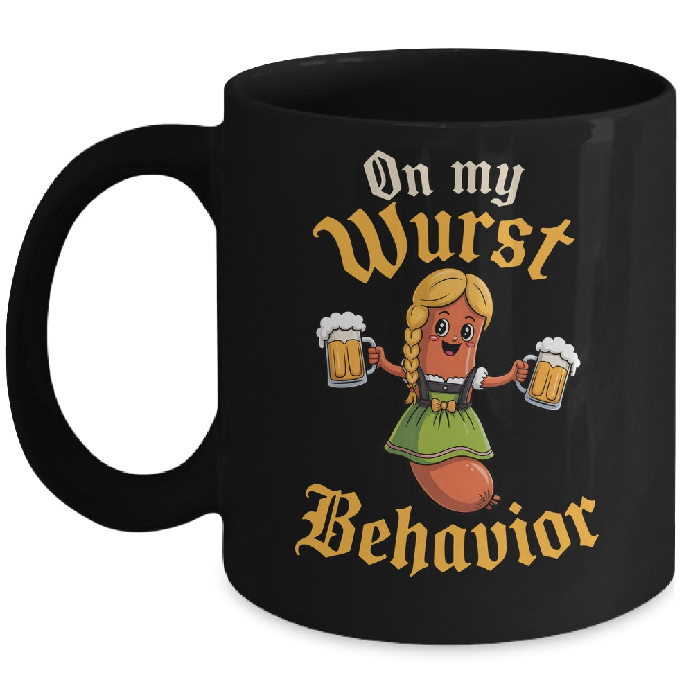 Funny German Oktoberfest On My Wurst Behavior Germany Women Mug | siriusteestore
