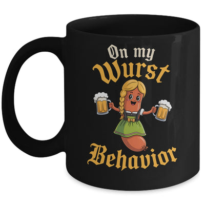 Funny German Oktoberfest On My Wurst Behavior Germany Women Mug | siriusteestore