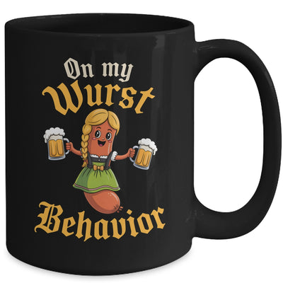 Funny German Oktoberfest On My Wurst Behavior Germany Women Mug | siriusteestore